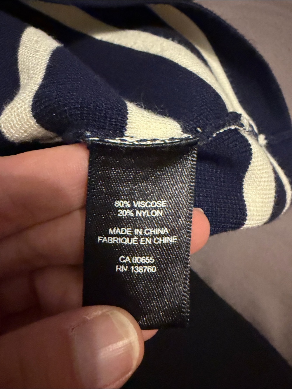 RW&CO. Navy and White Striped Knit Midi Dress - Picture 3 of 3